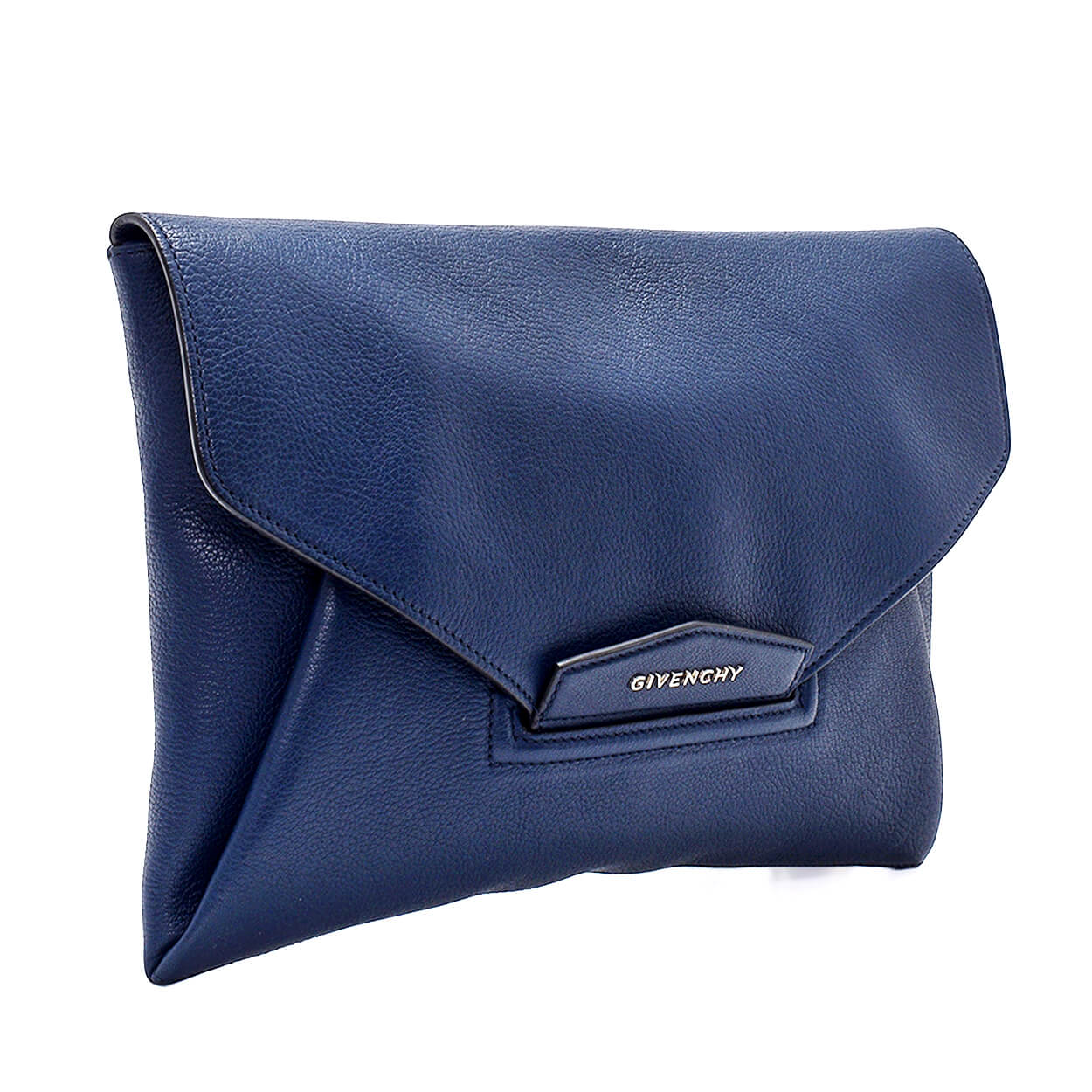 GIVENCHY - Navy Leather Envelope Clutch